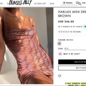 Princess Polly Harlan Mini Dress Brown Sz 4